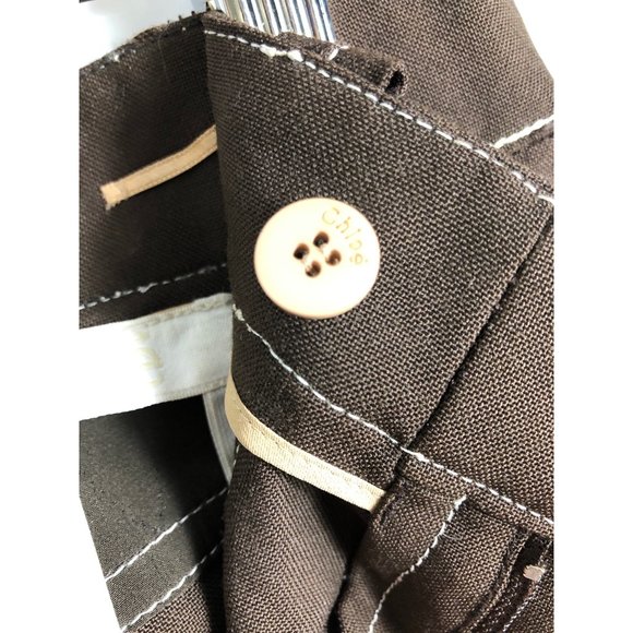 CHLOE Women's Brown Contrast Seam Knee Length Cropped Pants US 0-2  IT 36 XS - Picture 8 of 8